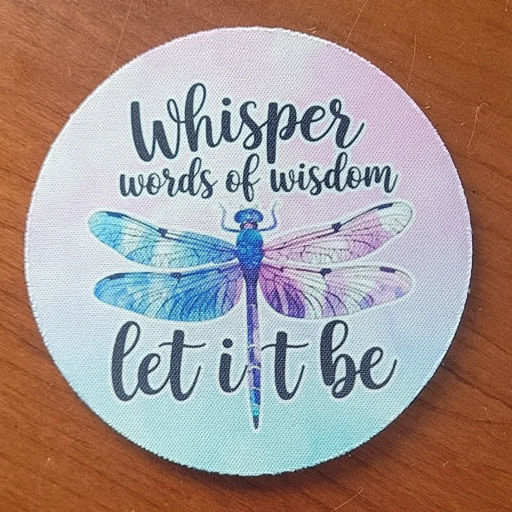 Set a 4 Handcrafted Dragonfly Inspirational Coasters - NWOT